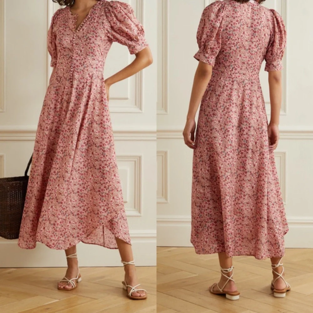 Doen Laurel Pink Valley Floral Maxi dress size medium
